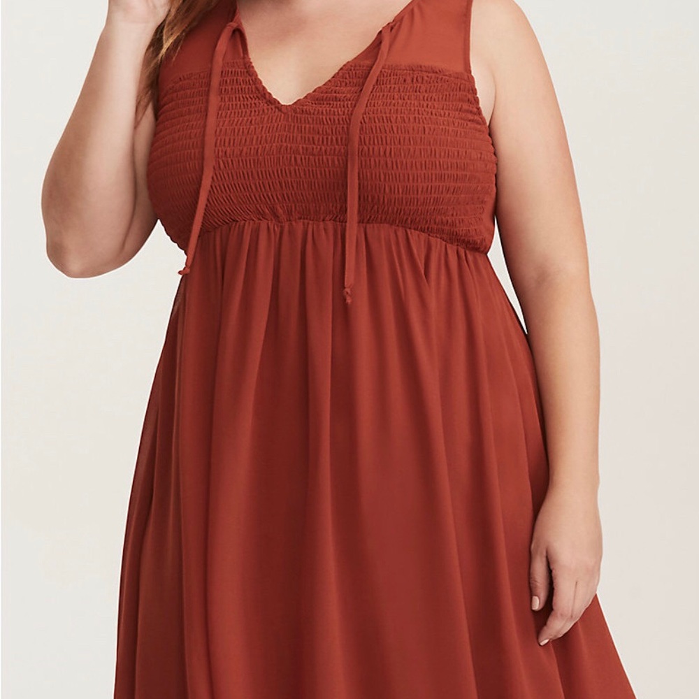 Torrid Rust Chiffon Tank Dress